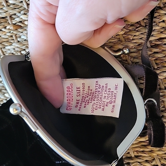 LITTLE black velvet purse with velvet straps and beads.  Tag says gymboree. - Picture 5 of 5